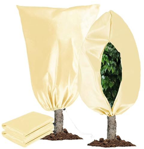 Cozii 2 Pack Winter Plant Frost Protection Covers, 120 x180CM Garden Fleece Frost Bag with Zipper & Drawstring, Plant Warming Jacket to Protect Outdoor Plants, Shrub Potted Plants