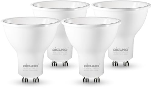 DiCUNO GU10 LED Bulbs Class B, 4.5W=60W, Natural White 4000K, 710LM, 4Pcs | Energy Saving GU10 LED Light Bulbs, Not-dimmable, 110° Wide Beam Angle, Class B Spotlight for Home Lighting Decor