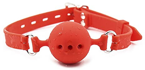 Bavaglio bocca estrema SM, bavaglio con palla traspirante, bavaglio erotico SM estremo, giochi SM/BDSM/fetish/schiavo/bondage/flirtare giocattolo sessuale per principianti(Rot)