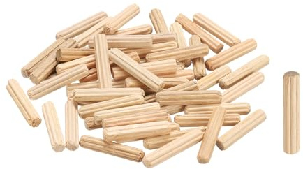 sourcing map 60Pcs Wooden Dowel Pins, M4 x 20mm Straight Dowel Rods Wood Fluted Dowels Rods for Crafts Furniture DIY Hardwood