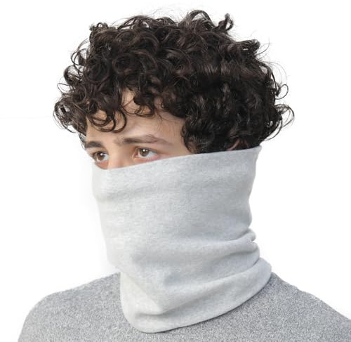 NovForth Bufanda de algodón para hombre, bufanda tubular para días fríos, cuello elástico y calentador de cuello para deportes al aire libre, perfecto para esquí, senderismo, ciclismo, unisex, gris