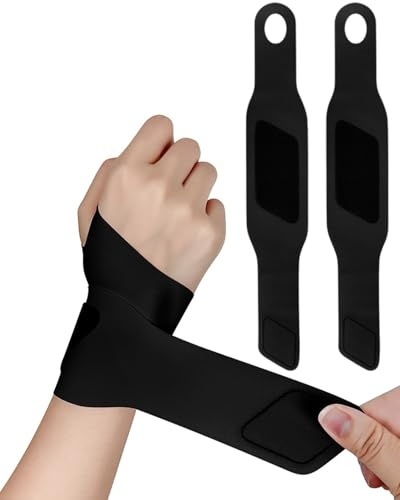 FUGLUS 2 Piezas Muñequera Transpirable Ultrafina,Ajustable Muñequeras Tunel Carpiano,Vendaje Muñeca Elasticidad para Tendinitis,Artritis,Tenis,Fitness,Halterofilia,Hombres y Mujeres Negro