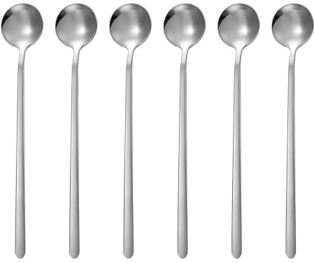 ZXfad 6pcs Cuillères à Café, Cuillères à Dessert, Cuillères à thé, Cuillères en acier Inoxydable de 17.5cm, Adaptées au Café, au thé, aux Milkshakes, aux Glaces et aux Desserts