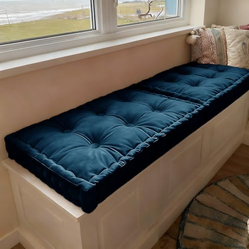 WLXFF Cojín Grueso para Asiento, Cojín de Suelo Sencillo con asa, cojín de Banco de 4 Pulgadas de Grosor, más de 15 Colores, para Banco de Esquina, sillas, alféizar de Ventana,No8,80x60cm