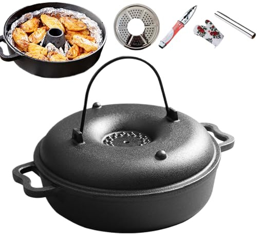 Forno olandese in ghisa: pentola in ghisa smaltata a 6 quarti, superficie antiaderente resistente, manici ergonomici, utensili da cucina adatti al forno, set da cucina tutto in u