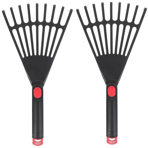 Rastrello Piccolo per Giardinaggio, Rastrello a Mano in Plastica da 2 Pezzi per Giardinaggio, Attrezzo a 9 Denti per Allentare il Terreno, Eliminare Foglie ed Erbacce Piccola Mano in Plastica