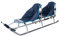 2in1 Kinder Duo Schlitten aus Aluminium mit Rückenlehne, Matrazen, LED für Kinder und Erwachsene 2 Personen Tragfähigkeit bis 100kg (Silver/Navy)