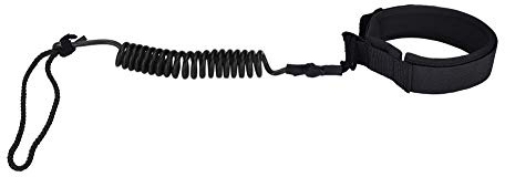 Surfboard Leash, PU + Neopren Sicherheitsleine mit Fußschlaufe für Surfen, Paddeln, Yachting, Fitness – Stand Up Paddle Board Leash (Schwarz)
