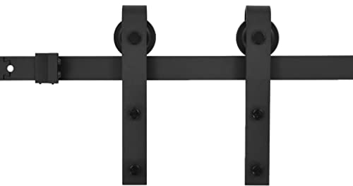 vidaXL Kit de Quincaillerie de Porte Coulissante, Système de Porte Coulissante, Kit de Rail pour Porte Coulissante Grange, Noir Acier