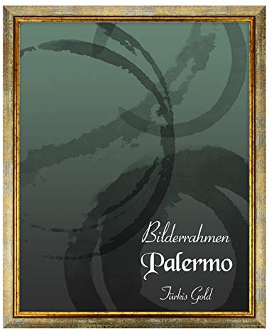 BIRAPA Palermo Bilderrahmen 21x29,7 cm (DIN A4) Türkis Gold - Goldener Antiker Vintage Rahmen