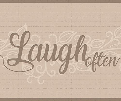 Dundee Deco DDAZBD9005 Frise de papier peint autocollant – Frise murale rétro Sépia beige Live, Love, Laugh - 4,57 m x 17,78 cm