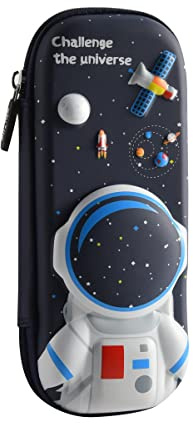 Flyorigin 3D-Federmäppchen Schwarzer Astronaut - Großes Stifthalter mit Aufbewahrung für Jungen und Mädchen, Schulranzen-Set, Tolles Geschenk