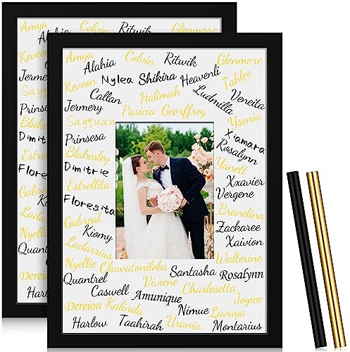 Wesiti 2 Pack Graduation Signature Picture Frame Displays 5x7 Photo with 2 Pcs Signature Pen for Wedding Birthday Guest Book Signing, Wall Hanging Photo Frame for Graduation Celebration (11 x 14 Inch)