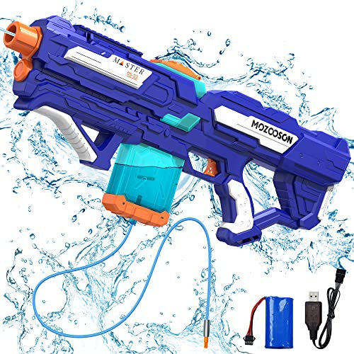 Elektrische Wasserpistole für Erwachsene und Kinder 6 +, 650ml 2 in 1 Wasserspritzpistole mit großer Reichweite 9-14 Meter Water Pistole mit Saugfunktion für Outdoor Sommer Strand Schwimmbad Party