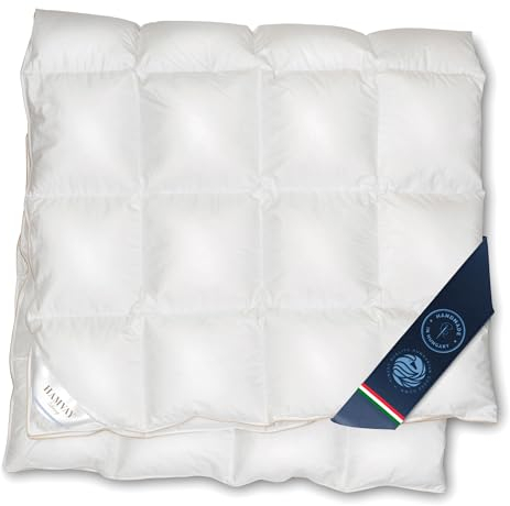 HAMVAY - LÁNG Premium Daunendecke 135x200 cm ganzjährig aus 100% Daunen - Füllgewicht 600g - Daunenbettdecke Hotelqualität - Daunendicht - allergikergeeignet