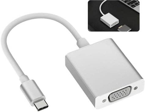 Nazaz Adattatore da USB-C a VGA di Alta Qualità, Compatibile con Thund er bolt 3, Convertitore da Type-C Maschio a VGA Femmina per Laptop, Smartphone e Tablet, Risoluzione 1080P HD