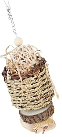 Gralara Juguete Interactivo para Aves exóticas, Accesorios Naturales para jaulas de pájaros, sin Campana