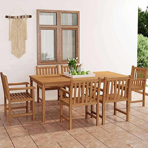 LAPOOH 7-TLG. Trädgårdmatgrupp massivt trä teak, matbord med stolset, trädgårdsmöbler sittgrupp, balkongmöbler, set med trädgårdsslounge, utemöbler, balkongmöbler set – 3059947