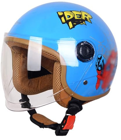 Motorradhelm Für Kinder,Rollerhelm,Vintage Jethelm Mit Sonnenblende,Rollerhelm Mopedhelm Für Mädchen Jungen Mofa Helm Scooter-Helm ECE Zulassung C,52-58CM
