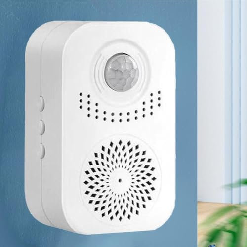 LUCKCDUO Infrared Motion Sensor Doorbell, Recordable Voice Function, White, Welcome Doorbell