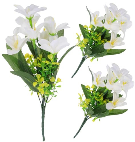 Cabilock 3piezas Ramo De Flores Artificiales De Lirio Decorativo para Oficina y Jardín De Lirios Simulados para Decoración De Eventos y Hogar