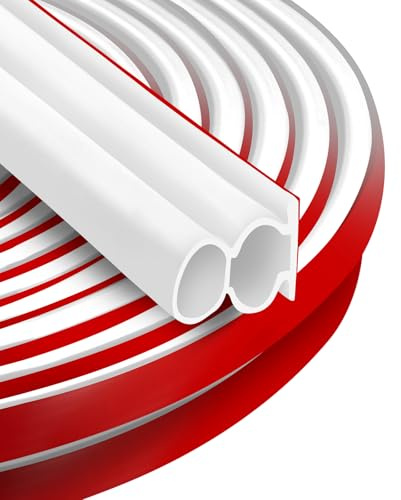 SUNWERK 6.2M Weather Stripping Seal Strip for Doors,Draft Excluder for Windows Upgraded D-Shape Rubber Self-Adhesive Draught Excluder for Door Frame Soundproof Insulation,Suit for 4 to 9mm Gap(White)