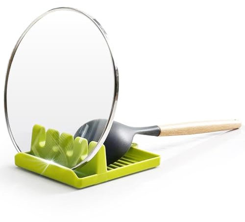 Supporto in Silicone con Vassoio Antigoccia | Porta-Utensili Resistente al Calore | Base Antiscivolo | Organizzatore Compatto e Facile da Pulire per Cucina