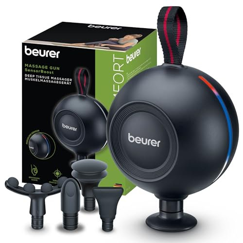 Beurer MG 101 SensorBoost - Pistola per Massaggio Muscolare Ergonomica e Compatta, massaggio silenzioso e potente per il relax e la rigenerazione muscolare, sensore intelligente di intensità