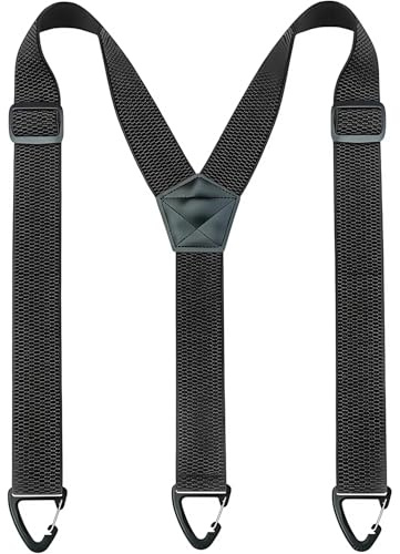 Bretelles pour homme extra solides de 3,8 cm de large, portable sous les vêtements, 3 passants à bouton-pression, idéal pour pantalon de travail, pantalon de ski, salopette