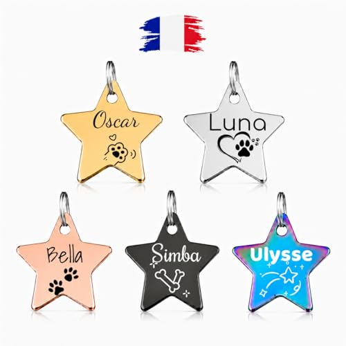 Médaille Chien Personnalisée – Plaque d’Identification Gravée pour Chien et Chat – Acier Inoxydable – Gravure Laser Recto Verso – Fabriquée en France