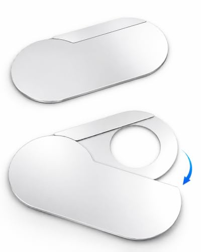 imluckies Cache Webcam Rotatif [Lot de 2], 0,5 mm Ultra-Fin en Métal pour PC Portable, MacBook, iMac, iPad et iPhone, Argent