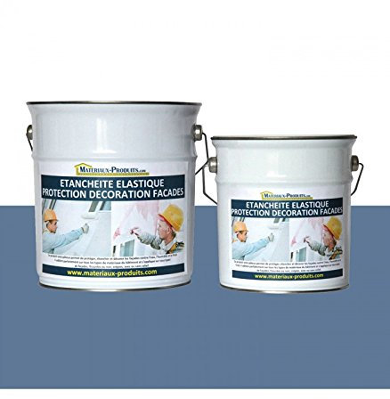 MATPRO - Peinture Étanche & Élastique pour Protection de Façade - pour Mortiers, Briques, Crépis, Fissurés ou Non, Avec ou Sans Relief - Bleu - 36 Kg