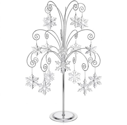 HOHIYA Supporto per Albero da 50,8 cm, in Metallo, per Halloween, Natale, Waterford, Swarovski, Lenox, Palline di Vetro di Cristallo, Decorazioni per Regali Artigianali, Colore: Argento