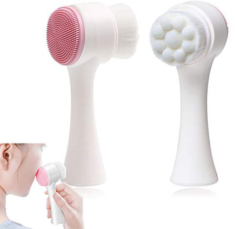 YFSEOS Brosse Pour Le Visage Exfoliation Douce, Suppression des Points Noirs, Massage(Deux Côtés) (Rose)