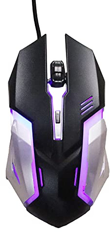 Ratón con Cable, X7 Ratón óptico con Cable 1600DPI Luz de Respiración Automática de 7 Colores Puerto USB Juegos Ratones Luminosos Accesorios de Computadora para PC Computadora Portátil(Negro)