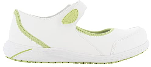 SAFETY JOGGER Arbetsskor dam 35 EU – Nilda – lätt, bekväm säkerhetssko med kardborreband, perfekt för vård, kök eller inomhus, halkfri, säkerhetssandal, svart, Ljusgrön, 41 EU