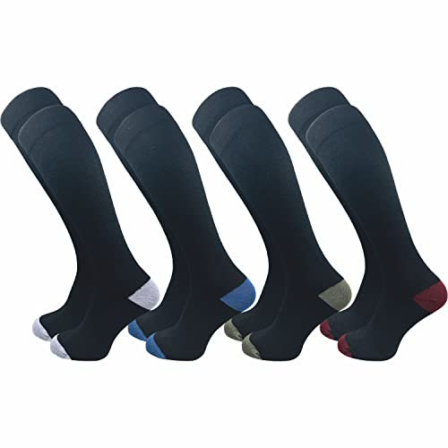 GAWILO Damen & Herren Kompressionsstrümpfe (4 Paar) | Stützstrümpfe | Reise & Flug Kniestrümpfe aus atmungsaktiver Baumwolle (as3, numeric, numeric_47, numeric_50, regular, regular, schwarz +)