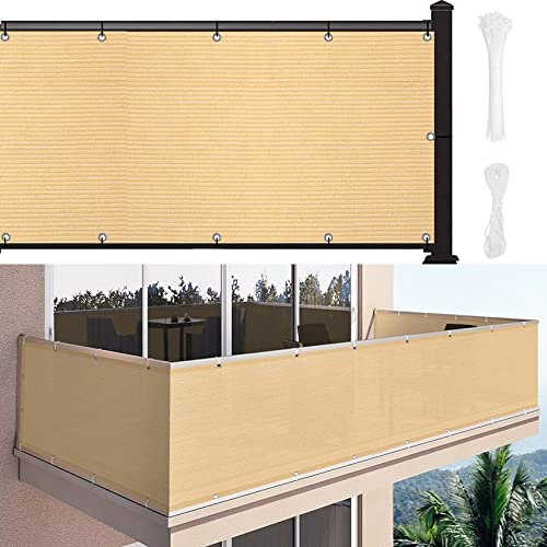 YANHONG Protezione della Privacy Schermo 120x400cm(47x157inch) Recinzione Copertura Schermante per Balcone Privacy Anti-UV Facile da Installare per Recinzione, Color Crema