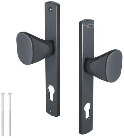 KOTARBAU® Türknauf 92 mm Profilzylinder Türdrücker Aluminium Drückergarnitur Türknopf Türgriff Türklinke Türbeschlag Langschildgarnitur Anthrazit Innentür Außentür Handgriff