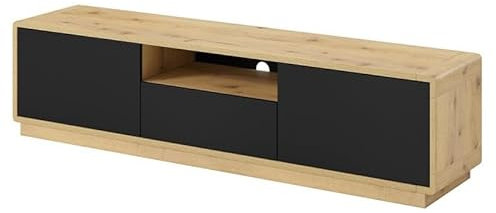 Mobile TV 180cm Collezione Villa. Colore Quercia e Nero Opaco.