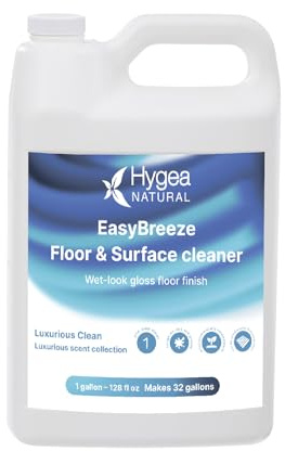 Hygea Natural EasyBreeze - Limpiador de suelos con pH neutro y limpiador de superficies multiusos, acabado brillante con aspecto húmedo, resistente a la suciedad y la grasa (limpieza de lujo, un galón
