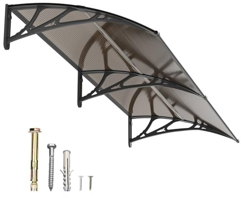 Auvent pour Porte d'entrée 150x100cm,Toit Marquise Abri en Polycarbonate Protection Contre Pluie,UV et la Neige Support Robuste en ABS Durable
