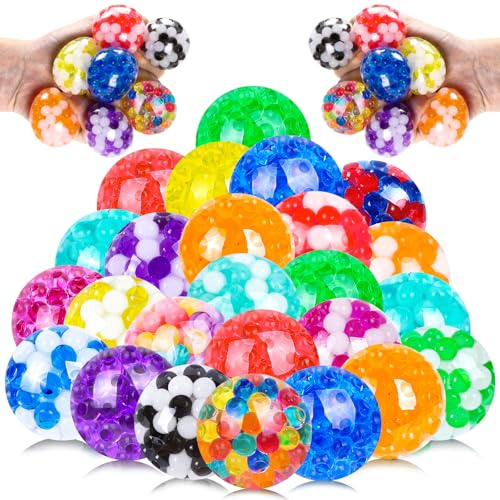 JOLCEEY 24pcs Stress Balls, Small Squishy Balls Squeeze Fidget Balls for Adults Stress Relief Party Favors Gifts
