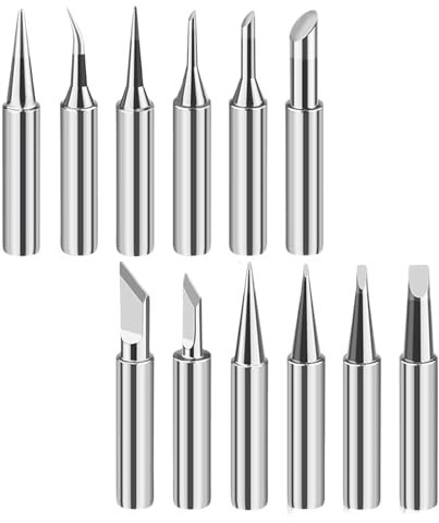 GUTERTOP 12 Stück Lötkolben Spitzen, 900M Lötspitze, Ersatz Lötspitzen Set für Lötstation, Schweißen, Löten Usw (Silber)