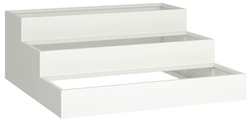 vidaXL Vaso da Giardino Bianco 90 x 90 x 35 cm, Fioriera in Metallo per Giardino e terrazza, Decor Moderna, Resistente per Piante all'aperto