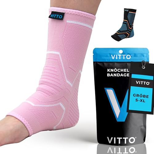 VITTO Fotledsstöd - Ankelstöd för stukad fotled, artrit, ledsmärta, stammar, skador, Ankelförbandage för plantar fasciit, unisex stöd för kvinnor & män, Rosa, M