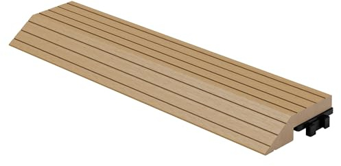 ML-Design WPC Avslutningsprofil Rak i Teak Nyans för Uteplattor 38x2x7,5 cm Träimitation Räfflad Kantlist med Dräneringsfunktion och Bärande Ram Klickmontering Golvlist för Terrass