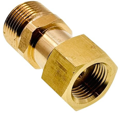 M&M Smartek Adaptador M18 x 1,5 IG a M22 x 1,5 AG latón de alta presión conector para manguera, lanzas, pistolas, accesorios Karcher, limpiador a presión, acoplador, niple compatible con limpiadores