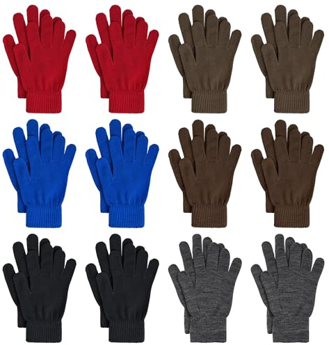Pistha 12 Pairs Winter Gloves Knit Warm Gloves Magic Glove Bulk Pack Christmas Gift for Men Women Teens Homeless Cold Weather