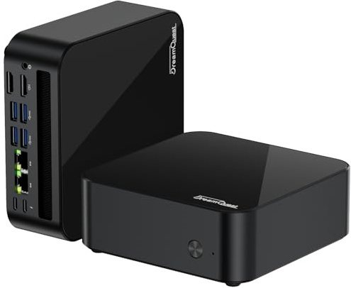 DreamQuest Mini PC Windows 11 Pro AMD Ryzen 5 7430U (6C/12T,bis zu 4.3Ghz) 16GB DDR4 512GB M.2 SSD Micro Desktop Computer mit Dual Type C+HDMI 2.1/LAN/BT 5.3/WiFi 6/4xUSB3.2 für Office Klein PC
